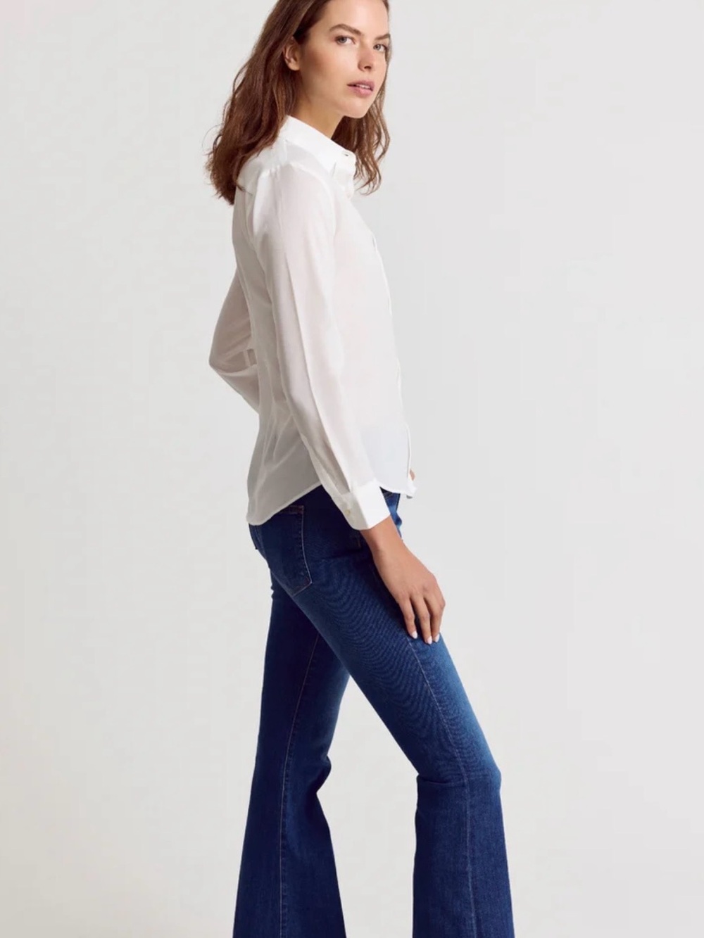 “The Signature Shirt”, Cream blouse, No Gape technology (Retail $160) - Picture 4 of 11